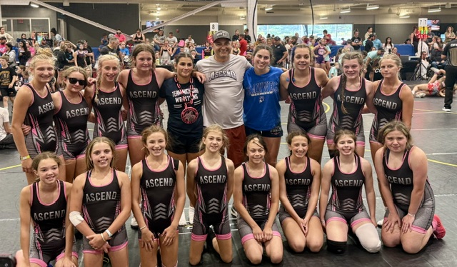 Ascend girls wrestling team at a tournament